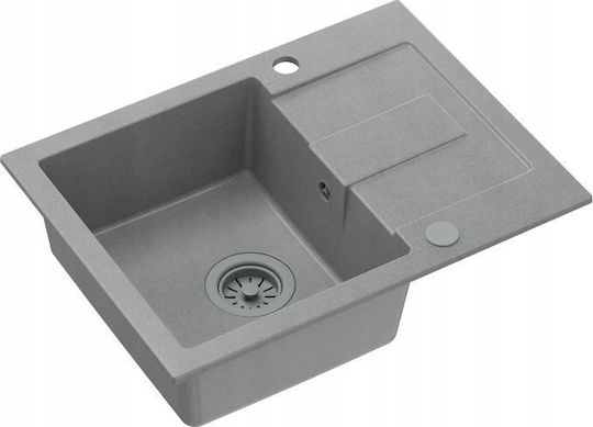 Granite 1-Schüssel Drop-In aus Flüssigem Granit M60xB45cm Graue