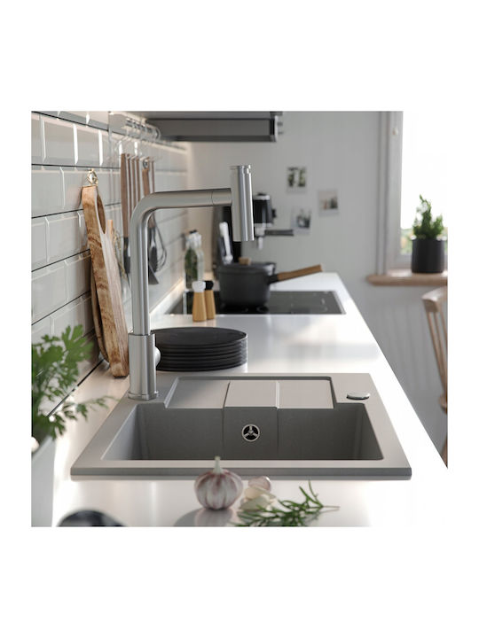 GraniteQ Christian 136 Xl Drop-In Мивка от Синтетичен Гранит Ш78xД45см Сив