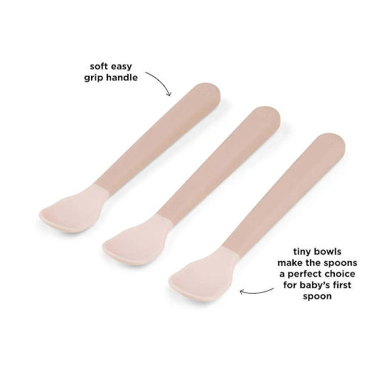 Done by Deer Baby Set with Spoons Easy Grip made of Plastic for 0+ months Pink 3pcs