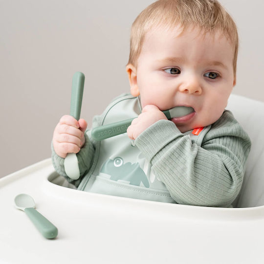 Done by Deer Baby Set with Spoons Easy Grip made of Plastic for 0+ months Green 3pcs
