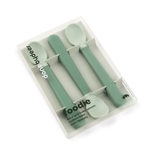 Done by Deer Baby Set with Spoons Easy Grip made of Plastic for 0+ months Green 3pcs