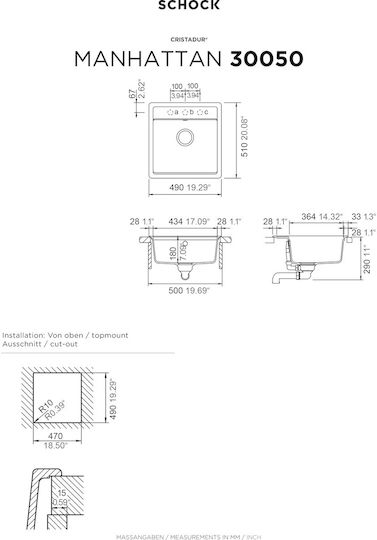 Schock 110-30050-1521 Drop-In Μ49xΠ51см Бежов Schock 110-30050-1521 Drop-In Μ49xΠ51см Бежов