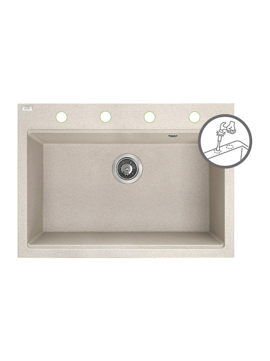 Laveo Drop-In Chiuvetă din Granit Sintetic L50xW70cm Bej