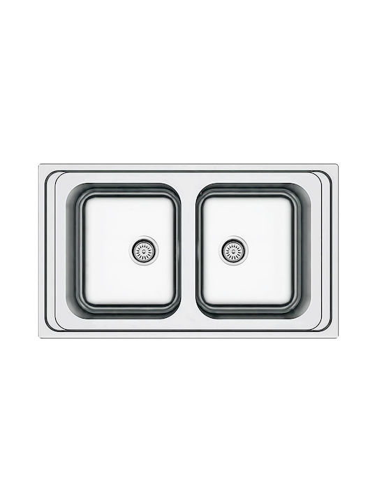 Fortinox Ένθετος Νεροχύτης Inox Σατινέ Μ86xΠ50cm Ασημί