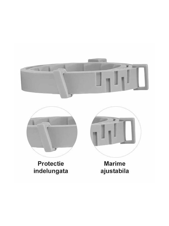 Zgarda Antiparazitară Câini Pisici Pe Bază De Uleiuri Vegetale Protecție Anti-purici Căpușe Până La 8 Luni Fără Alergeni 62x1.5 Cm Silicon Gri