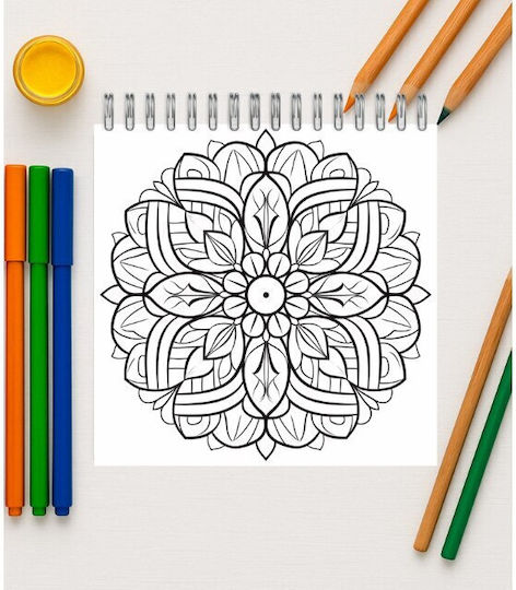 Adult Colouring Book Relaxation Stress Relief Mandala Moments Spiral Binding 60 Illustrations 21 X 21 Cm