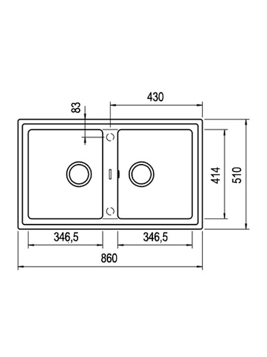 Teka Stone 90 B-TG Ένθετος Νεροχύτης από Συνθετικό Γρανίτη Μ51xΠ20cm White