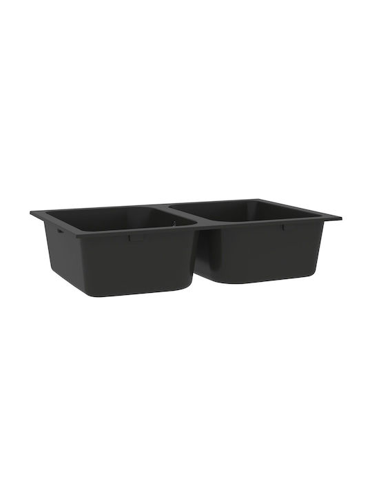 vidaXL Kitchen Sink Black 760x480x184 mm Composite Granite
