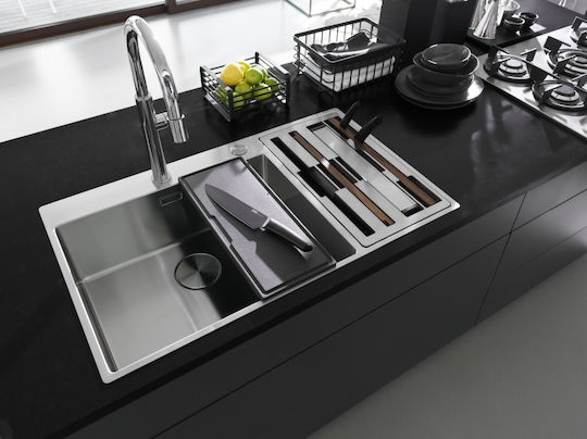 Franke Box Center Bwx 220-54-27 Ένθετος Νεροχύτης Αριστερός Inox Σατινέ Μ86xΠ51cm Ασημί