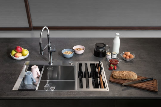Franke Box Center Bwx 220-54-27 Ένθετος Νεροχύτης Αριστερός Inox Σατινέ Μ86xΠ51cm Ασημί