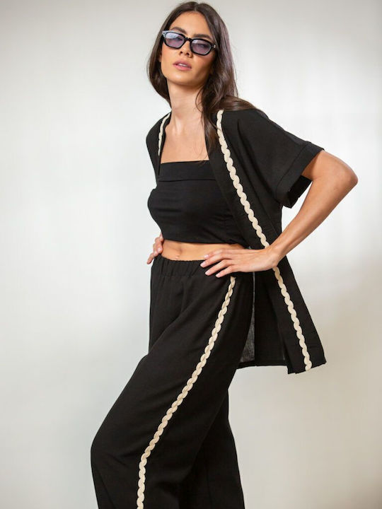 Women's Kimono with Buttons Beige