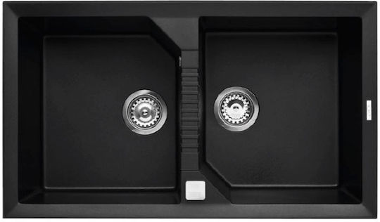 Elleci Ego 450 Granitek LGE45040 Drop-In Spüle aus Verbundgranulat B86xT50cm Nero