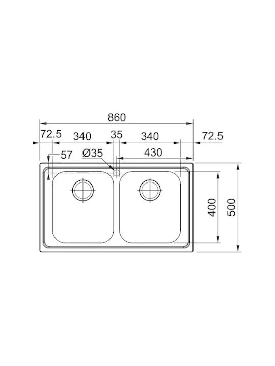 Franke Srx 620-86 1010454908 Drop-In Sink Synthetic Granite W86xD50cm Silver