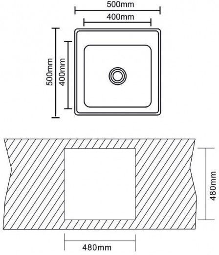 Inter Ceramic Alpaka 5050B Drop-In Inox Μ50xΠ50cm Silber