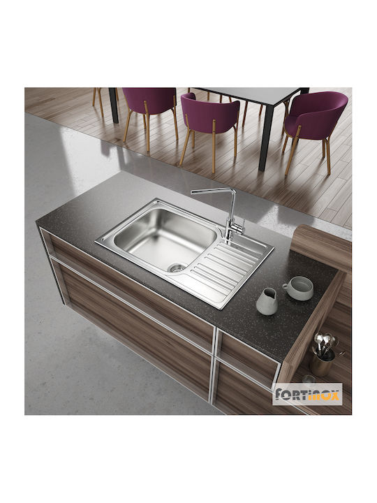 Fortinox Valley 25100 107-25100-110 25100-110 Drop-In Sink Inox Satin W78xD50cm Silver