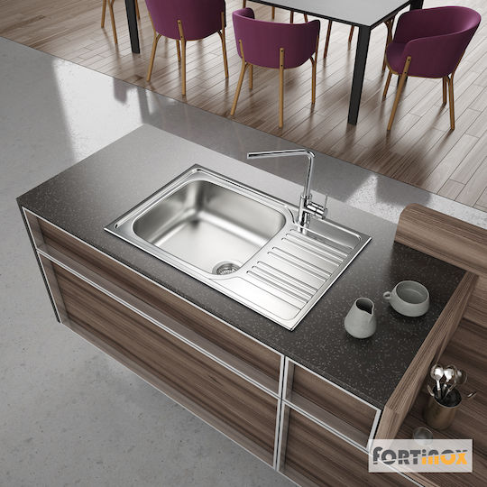 Fortinox Valley 25100 107-25100-110 25100-110 Drop-In Sink Inox Satin W78xD50cm Silver