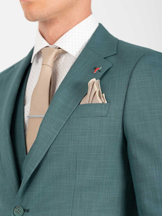 Summer Men's Suit with Slim Fit Petrol Blue