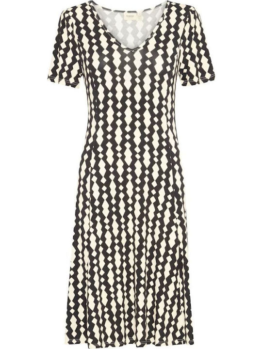 Sommer Midi Damenkleid Schwarz-Weiß