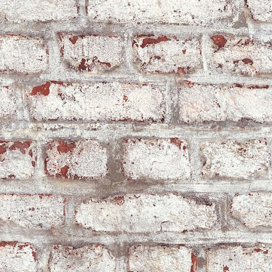 Wall Mural Faded Brick White Red 362801 53cm X 10m