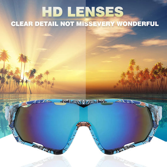 Techsuit Cycling Glasses 9330 with Black Frame & Multicolour Lenses