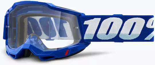 100% 100% Goggles 100% Accuri 2 Blue Transparent Anti-Fog Lens Lt 88%-92% New