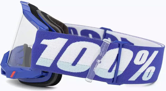 100% 100% Goggles 100% Accuri 2 Blue Transparent Anti-Fog Lens Lt 88%-92% New
