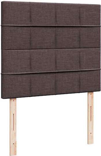 Pat King Size Îmbrăcat cu Material Maro Închis cu Plăci și Saltea 190x190cm
