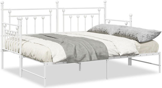 Kinderbett Bett Einzel Metall Weiß Für Matratze 80x200cm