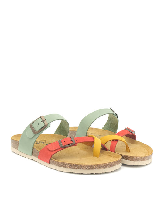 Leather Women's Flat Sandals Tricolor