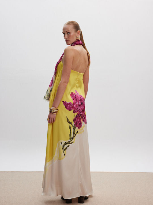 Summer Maxi Dress for Wedding - Christening Strapless Yellow