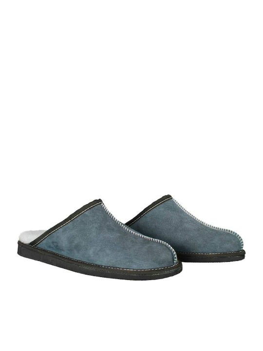 Lambskin Wool Зимни мъжки чехли Син