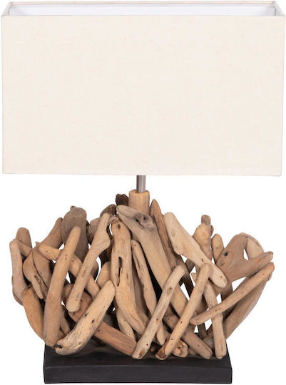 HomeMarkt Twiggy Wood Table Lamp for Socket E27 with White Shade and Brown Base