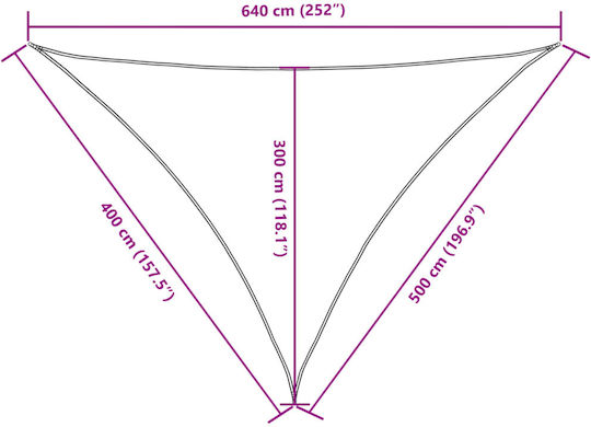 vidaXL Triangle Shade Sail Brown With Hoop & with PU Coating 4x5x6.4m made of Oxford fabric