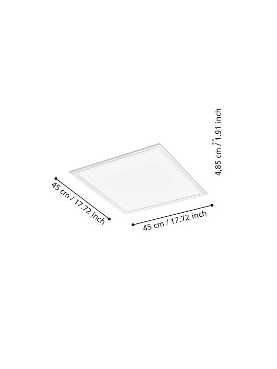 Eglo Salobrena Τετράγωνο Χωνευτό LED Panel 21.5W με Ρυθμιζόμενο Λευκό Φως 45x45εκ.