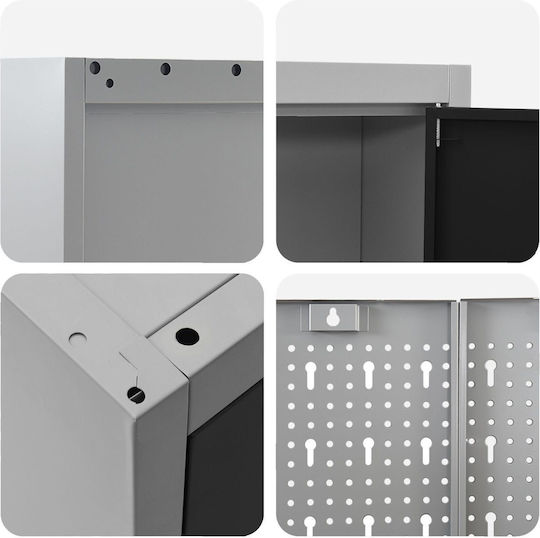 Set Dulap Unelte 10 Piese Vidaxl Negru Oțel Negru