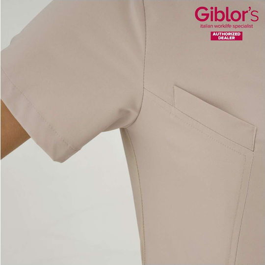 Giblor's Coat Chef Female Beige with Short Sleeve Megan