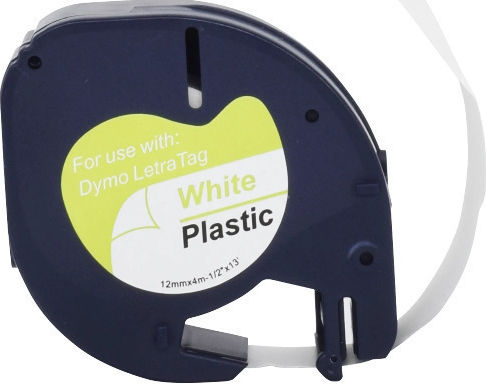Label Maker Tape 4m x 12mm in White Colour Compatible with Dymo D1 Dymo LetraTag/LT Casio XR(EZ-Label)