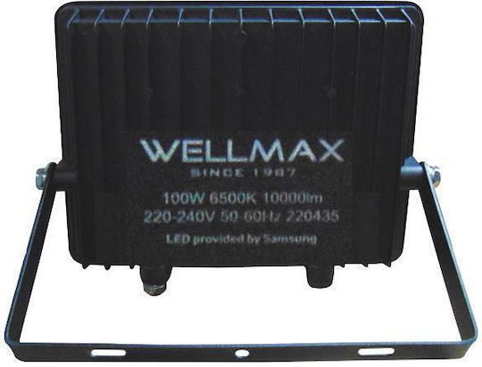 Wellmax Στεγανός Προβολέας LED 100W Ψυχρό Λευκό 6500K IP65