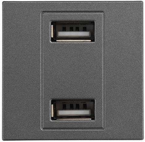 Eurolamp Мортис Електрически Контакт с 2 Порта USB Сив