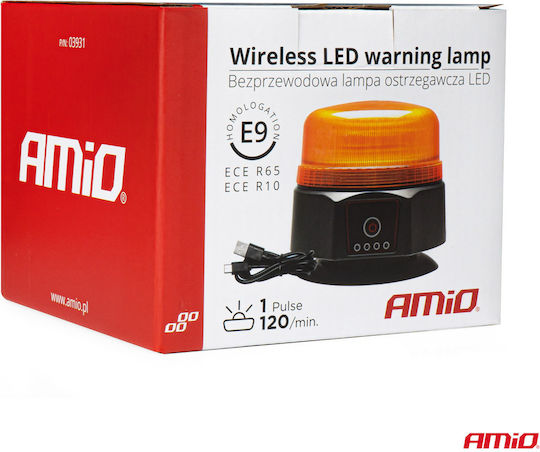 AMiO Φάρος Αυτοκινήτου LED 12 / 24V 12.3cm με Πορτοκαλί Φωτισμό