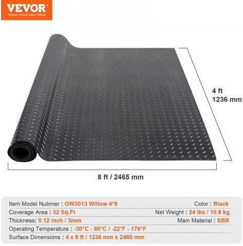 Vevor Elastic Plastic Floor 3mm in Roll with Width 1.2m Price per Square Meter