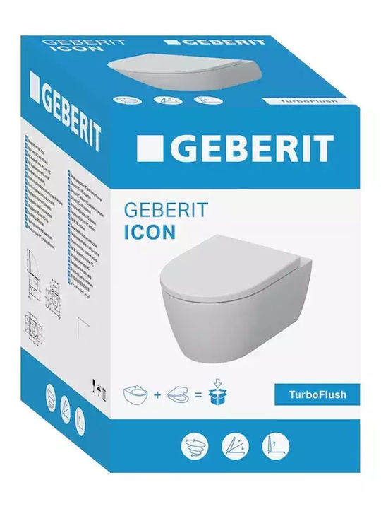 Geberit Λεκάνη Κρεμαστή με Κάλυμμα Soft Close Λευκή