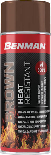 Benman Σπρέι Βαφής Heat Resistant Lacquer 800‎°C Υψηλής Θερμοκρασίας με Ματ Εφέ Καφέ Καφέ 400ml