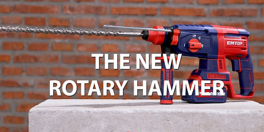 Emtop Impact Demolition Hammer Battery 20V Solo with Chuck SDS Plus ELRH20228