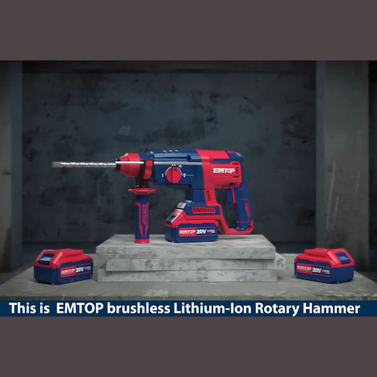 Emtop Impact Demolition Hammer Battery 20V Solo with Chuck SDS Plus ELRH20228