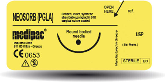 Suture Neosorb Pgla 4/0 45cm 16mm 3/8 Reverse Cutting Circle N622a Medipac 24 buc