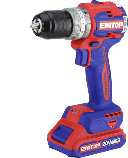 Emtop ECDL20602 Δραπανοκατσάβιδο Μπαταρίας Brushless 20V 2x2Ah