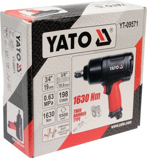 Yato YT-09571 Luftschlagschrauber 3/4" mit Maximalem Drehmoment 166,21kgm