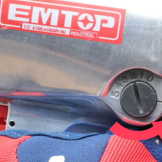 Emtop 610nm Аероударен ключ 1/2" с Максимален Въртящ Момент 62.2кгм