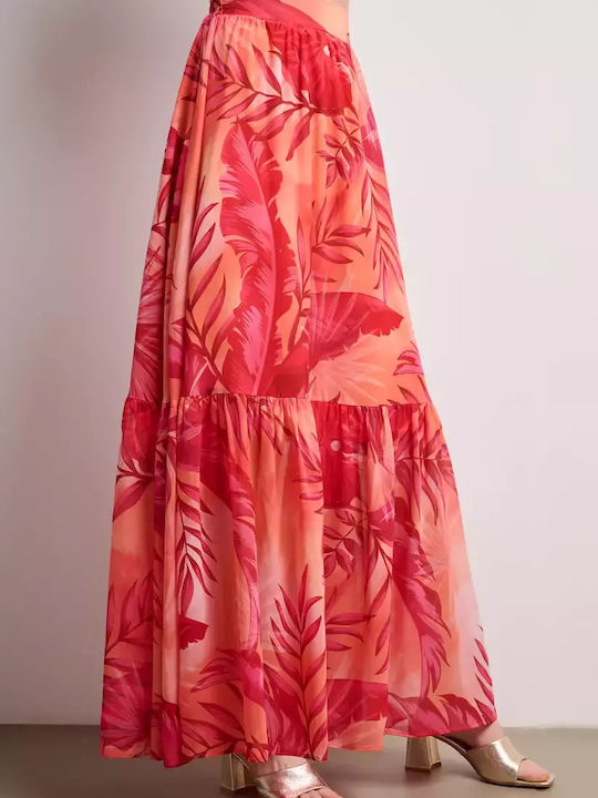 Ψηλόμεση Maxi Φούστα Floral Τροπικό